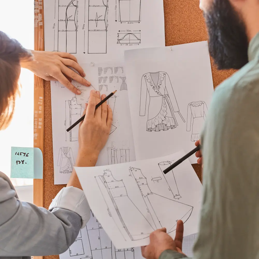 Images of design sketches and mood boards to show the creative process